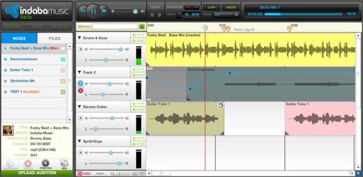 Indaba Music – browser based online music mixing and collaboration