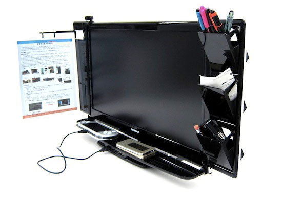 Move the clutter from your desk to your monitor with the LCD Monitor Hub Station