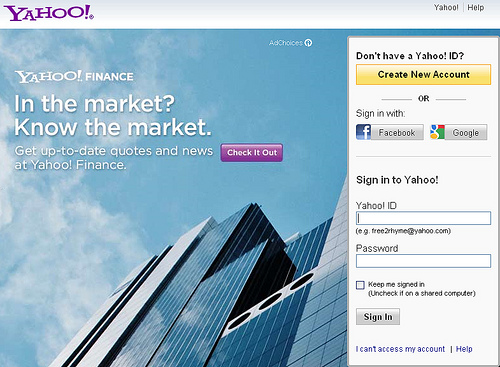 Yahoo to let you login to their services with a Google or Facebook account