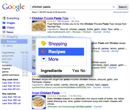 Google adds recipe search