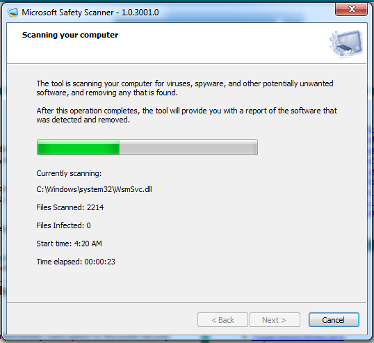 Use the free Microsoft Safety Scanner to clean off Viruses and Malware