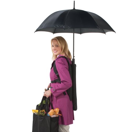 Backpack Umbrella frees your hands for more important things