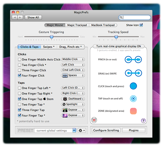 MagicPrefs gives you more control over your multitouch trackpad