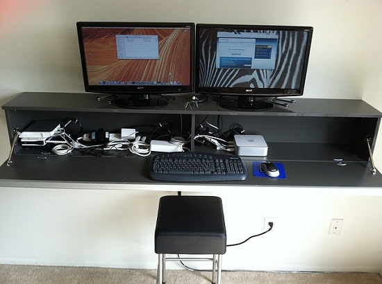 Turn an IKEA shelf into a wall-mounted desk