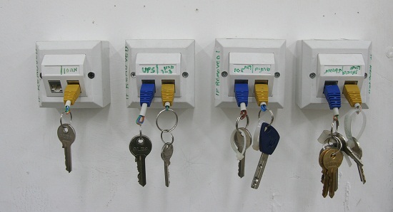 Make your own RJ-45 keychain and key rack