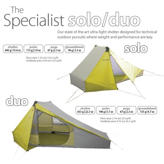 Specialist Solo tent weighs just over a pound