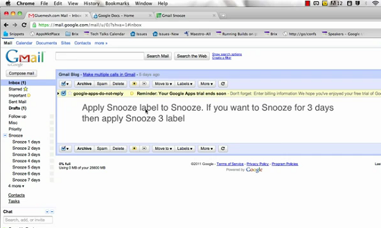 Create a snooze button for your Gmail account