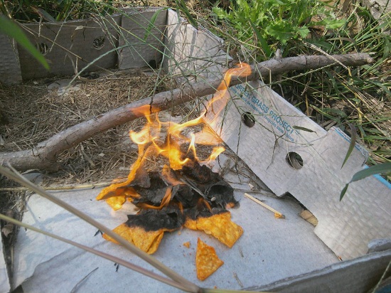 Use Doritos to start a fire in a pinch
