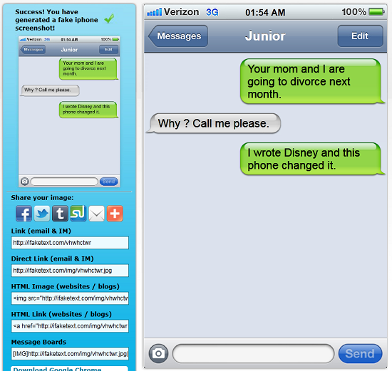 Make your own fake text screenshots with ifaketext