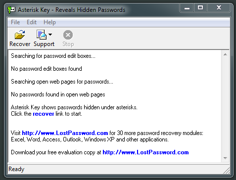 Asterisk Key reveals the saved passwords on your computer