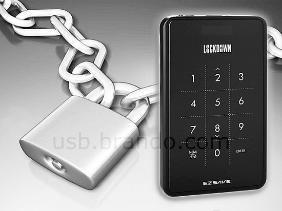 EZSAVE Lockdown USB HDD Enclosure password protects your drive