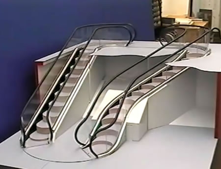 An escalator that curves