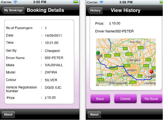 Safer Minicabs lets you book a cab from your phone