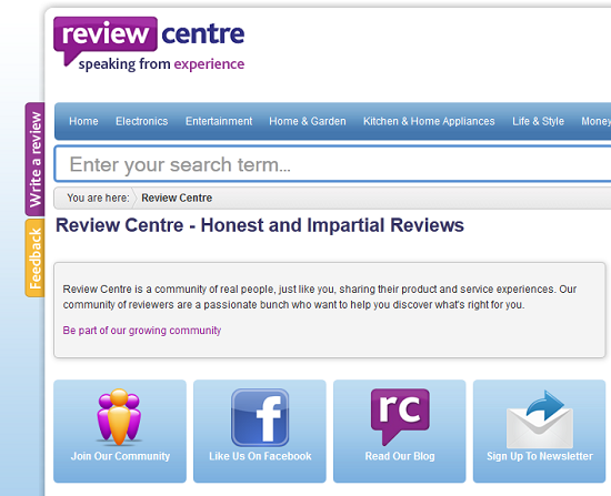 Find crowdsourced reviews at Review Centre