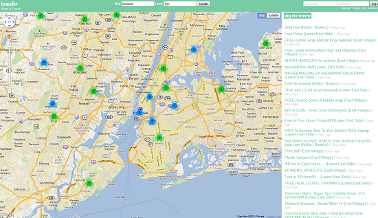 treshr maps out free listings from Craigslist and Freecycle