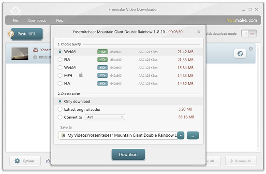 Freemake Video Downloader lets you download from YouTube, Vimeo and more