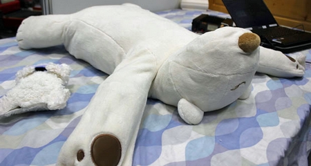 Robotic bear pillow helps stop snorers