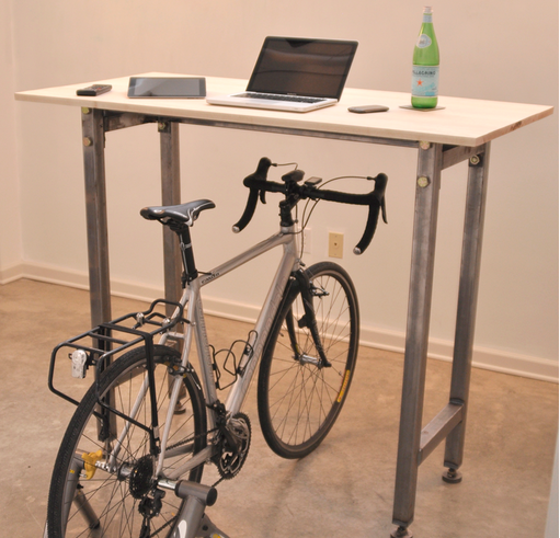 Kickstand desk lets you bike while you work