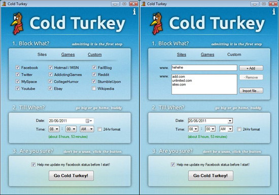Cold Turkey keeps you off of distracting sites when you need to work