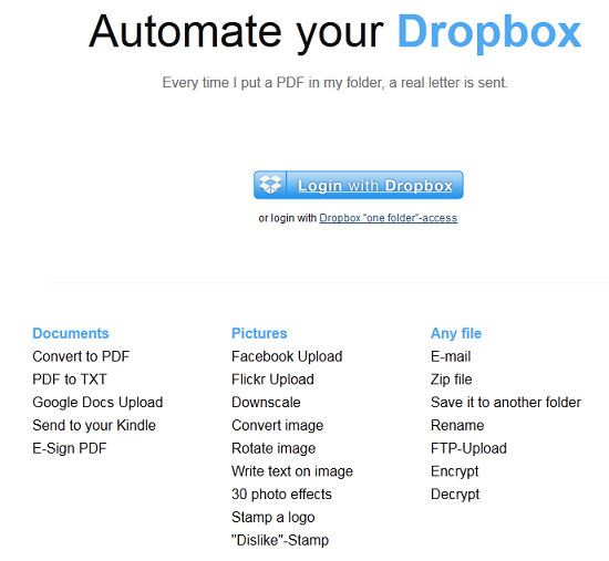 Dropbox Automator carries out tasks within your Dropbox folder