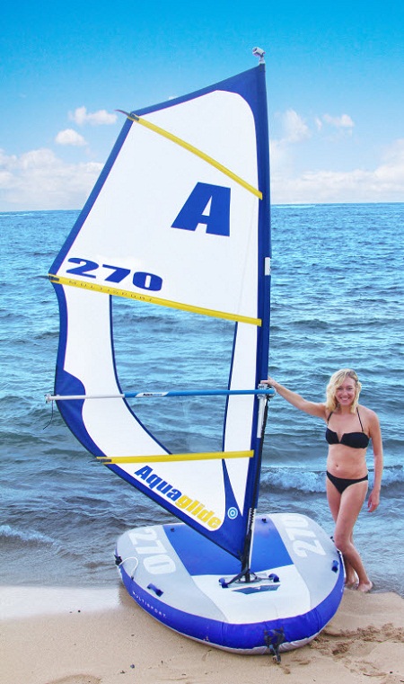 Inflatable Windsurfer and Sailboat is exactly what you think it is