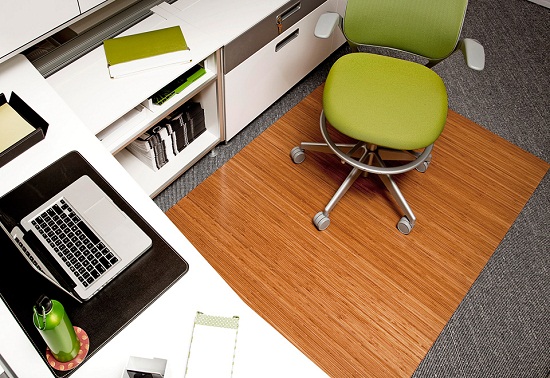 Bamboo Roll Up Office Mat keeps your cube looking snazzy