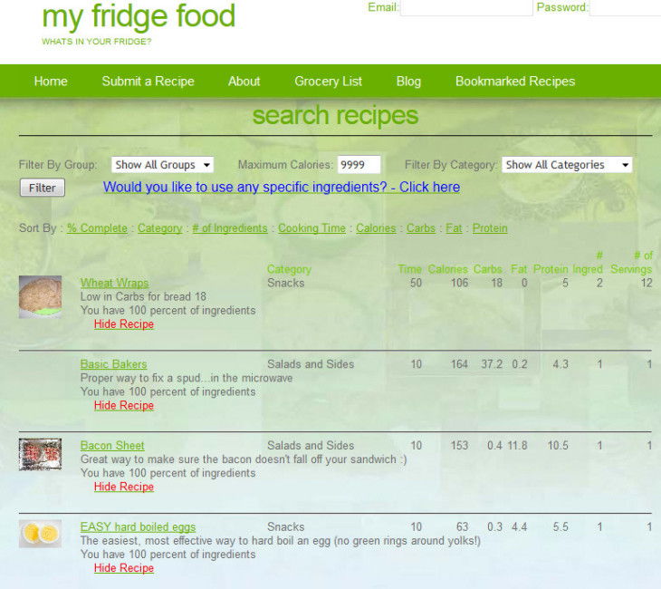 My Fridge Food – instantly find a recipe from your fridge contents