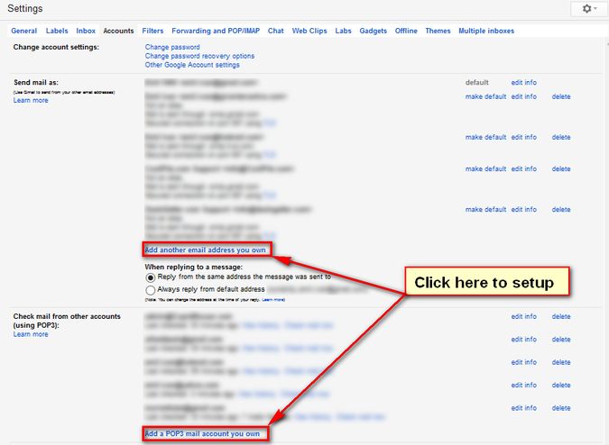 Set up Pop email check and Send As feature in Gmail