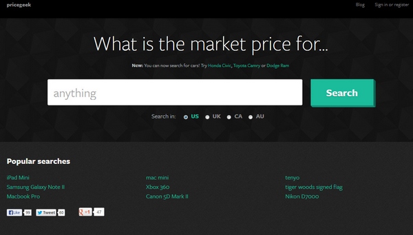 Price Geek – instantly find out what the market price is for your stuff with this cool site