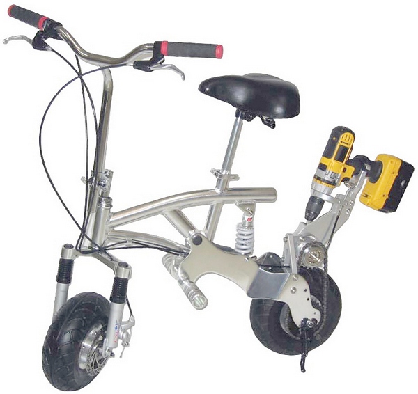 DPX Drill Powered Bike – for an instant electric bike, just add your cordless drill