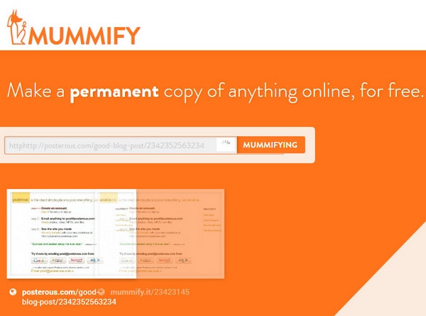 Mummify It – make a permanent copy of anything online, for free