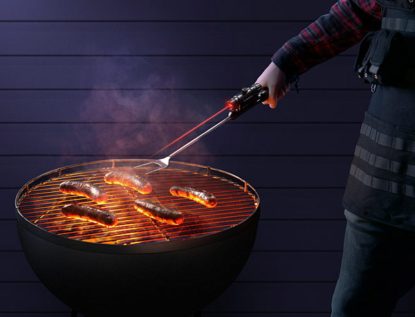 TGX Tactical BBQ Fork with flashlight & laser-sight – Because sometimes you just need something you don’t really need