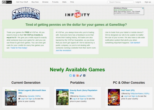 VGFive – trade your old games in for new ones online