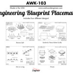Engineering Blueprint Placemat Set Diagram
