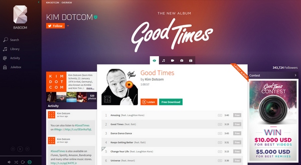 Baboom – Kim Dotcom returns with an awesome demo of his new music service