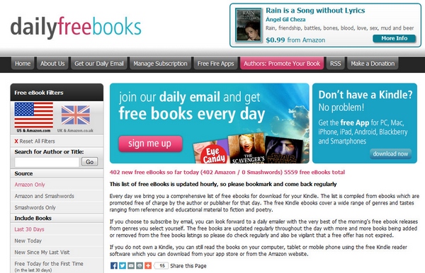 Daily Free Books – free Kindle ebooks delivered to your email inbox every day [Freeware]