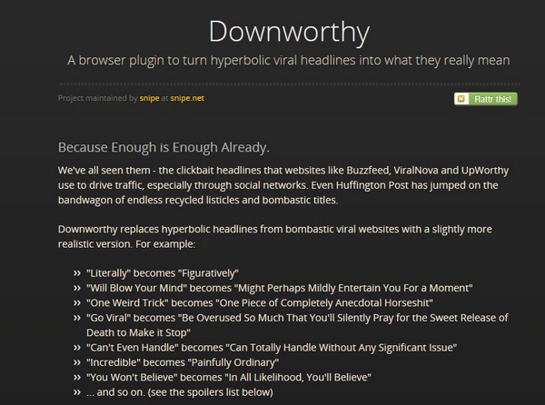 Downworthy – OMG you won’t believe this incredible browser plugin that converts viral headlines into mind-blowing truth and reality [Freeware]