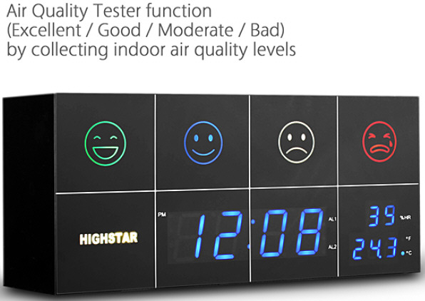 Highstar Air Quality Tester Clock – air no good? Stay in bed
