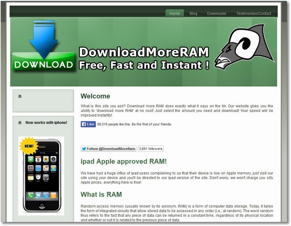 Download More RAM – improve your computer speed in seconds!