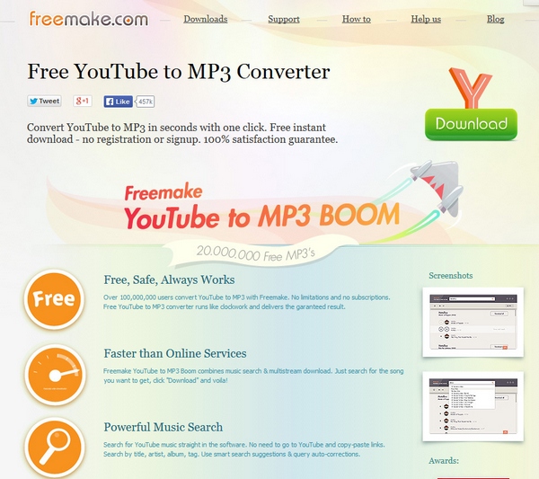Freemake Free YouTube to MP3 Boom – instant fast conversion of YouTube to MP3 audio tracks [Freeware]