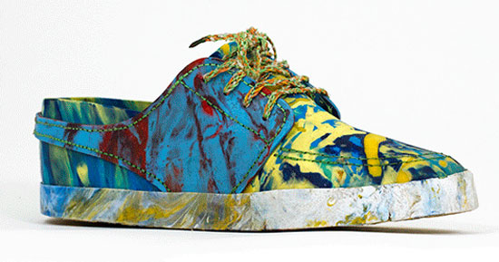 Stylish sneakers made from trash