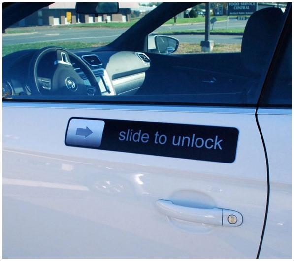 Slide To Unlock – give your car some street geek with this magnetic sticker