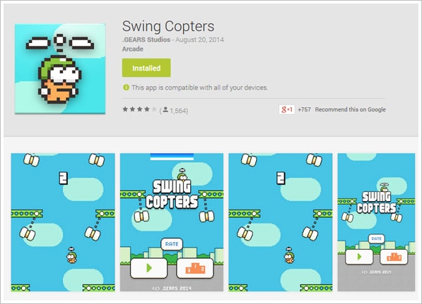 Swing Copters – Flappy Bird creator brings out another insanely hard game, world weeps with joy and frustration [Freeware]