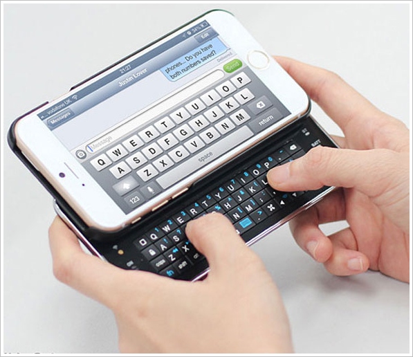 Ultra Thin Slideout BT iPhone 6 Keyboard – turn your new Apple phone into a backlit texting QWERTY beast