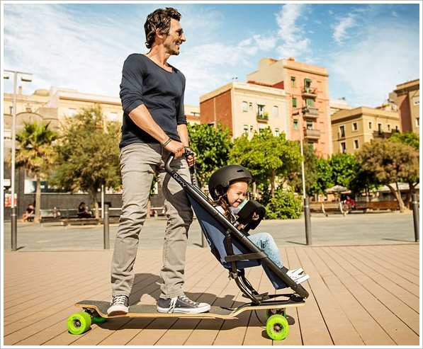 Quinny Longboardstroller – totally weird but strangely logical family transport hits the streets, maybe literally…