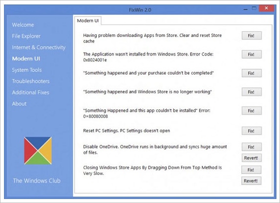 FixWin 2.0 for Windows 8 – cool little utility fixes Windows 8 annoyances with a click [Freeware]