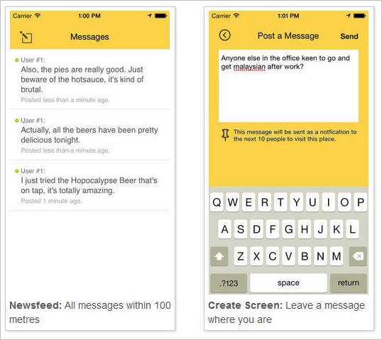 Herenow – leave messages for the next person to arrive at your location [Freeware]