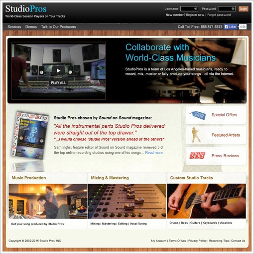 StudioPros – get your song made using world class musicians and studio