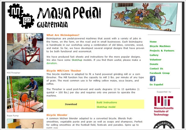 Maya Pedal – awesome DIY pedal powered machines for everyday use