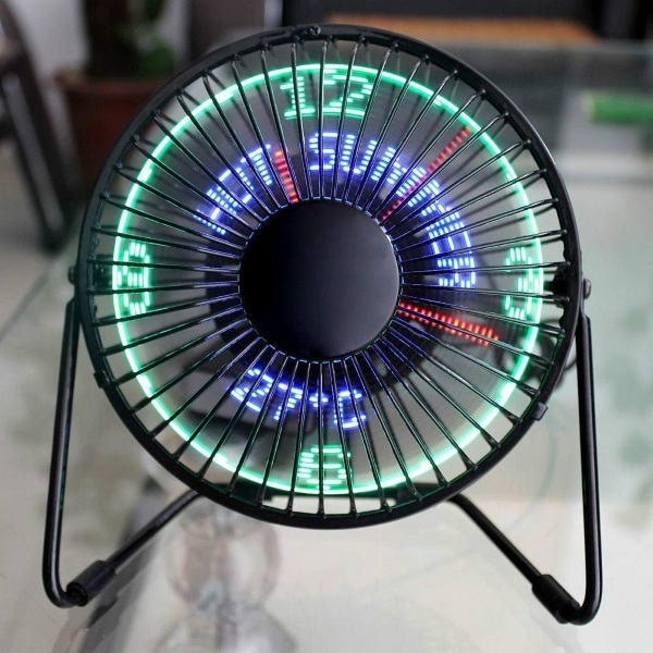 Metal Desktop Clock Fan – keep your temperature low while reading the weather . . . on your fan